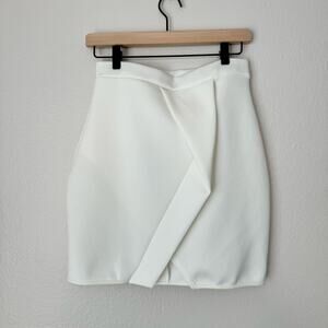 NWT Missguided Women White HiRise Mini Skirt Wrap Party Cocktail Sorority Size 8